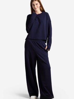 Sunday Citizen Organic French Terry Lounge Set Marine Blue $188 Retail